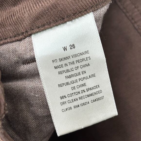 JOE"S Jeans Womens 26 Skinny Visionaire Corduroy Pants Stretch Cotton Brown - Picture 11 of 16